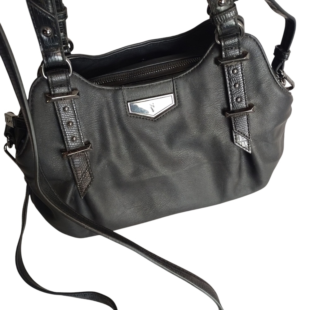 Simply Vera Vera Wang Black PU Shoulder Crossbody Handbag Multi Pockets Dividers - Picture 2 of 11